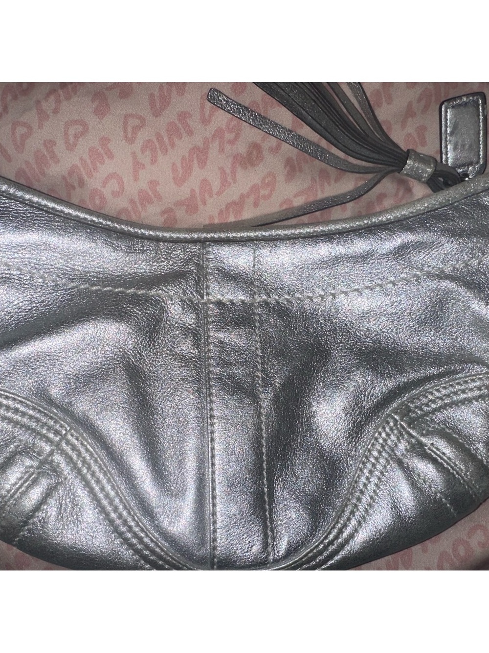 Vintage Y2K Coach Metallic Silver Leather Soho Small Hobo Bag - Picture 3 of 13